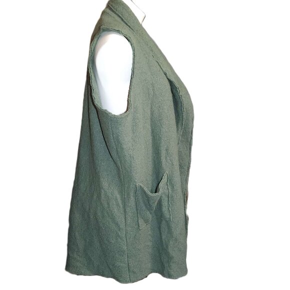 Tahari wool blend long duster vest Women's 1X cardigan olive / army green warm - Picture 9 of 16
